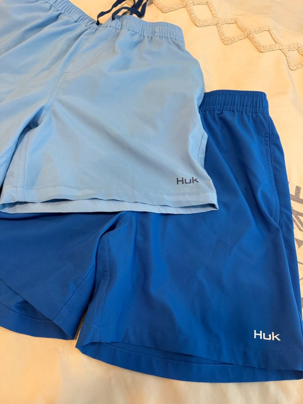 Pair of Blue HUK Swim Shorts Small with Mesh Liner Great Bathing suits 2 for 1 - Picture 2 of 16